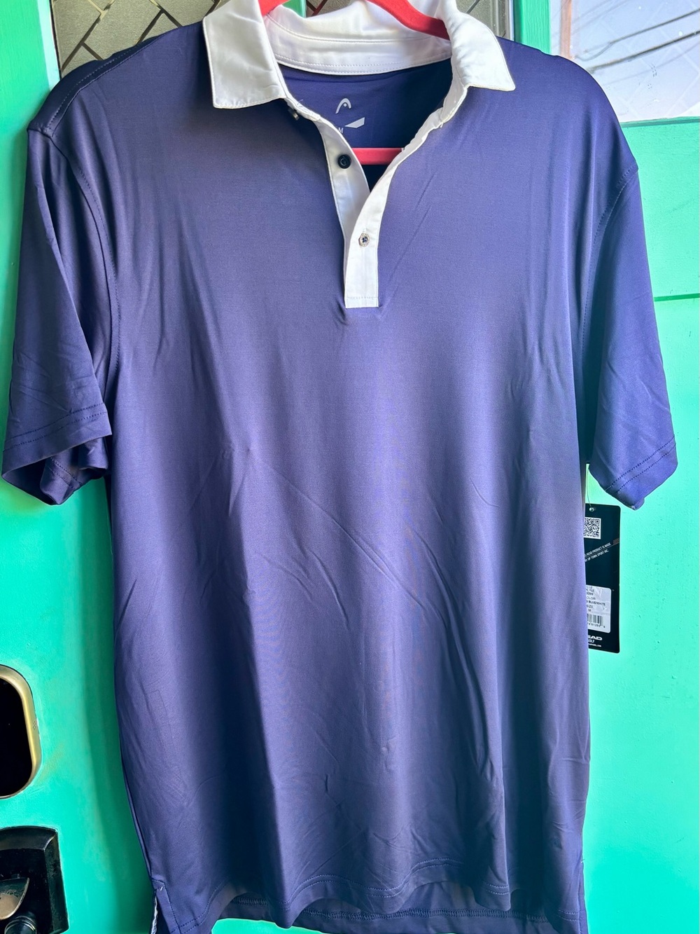 Head Men's Purple Polo with White Contrast Collar